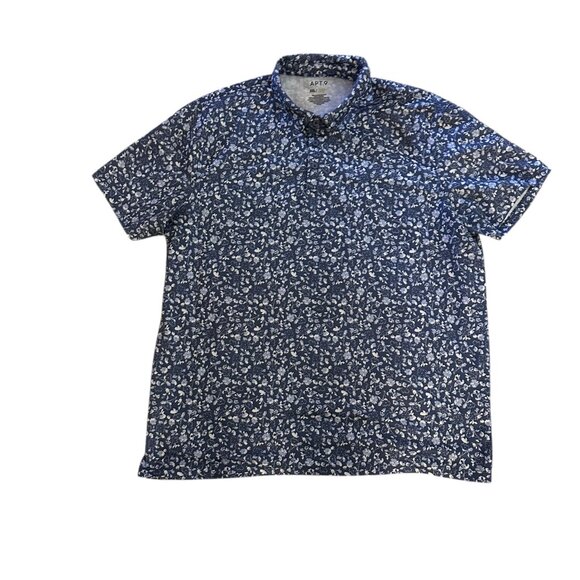 2XLT Men's APT. 9 Vintage White & Blue Floral Hawaiian Polo Excellent - Picture 6 of 7